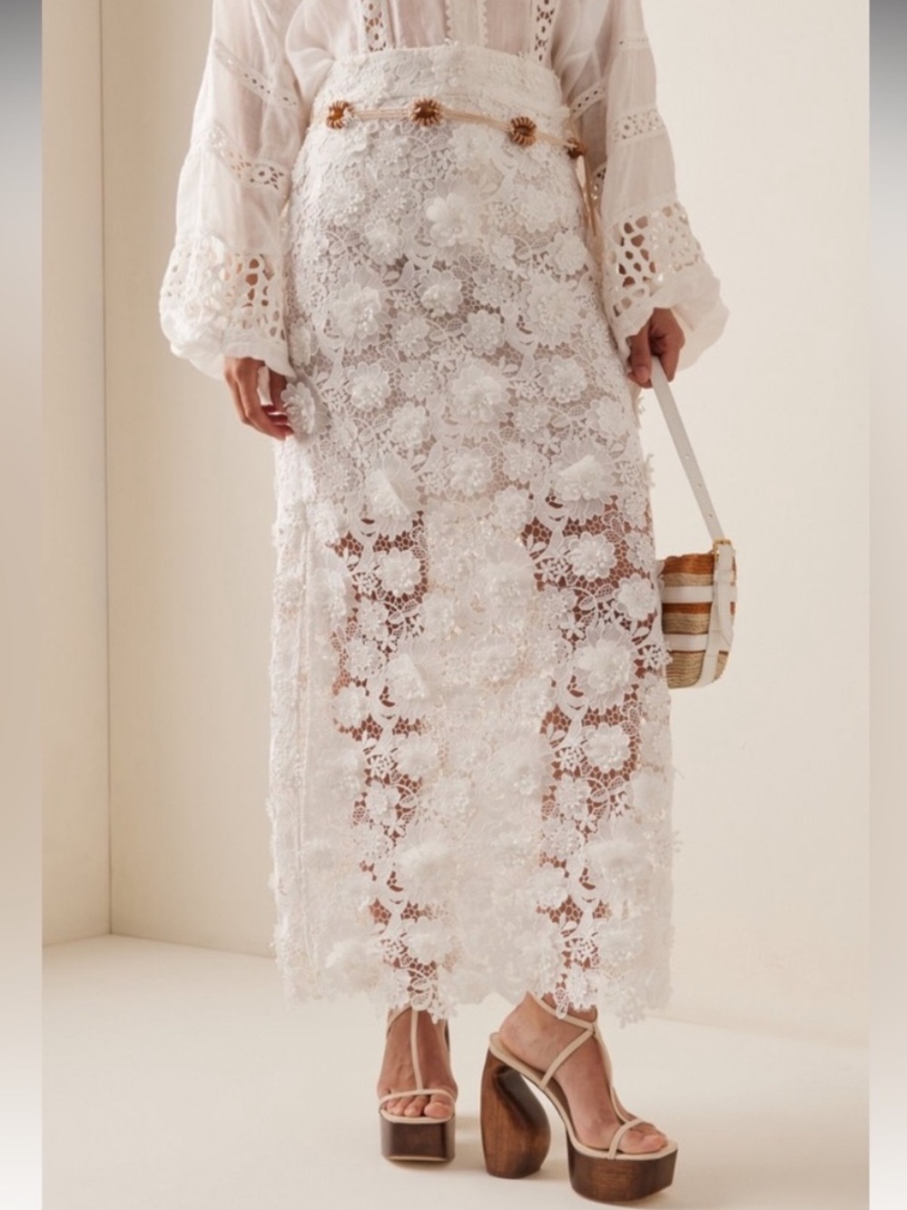 Zimmermann Ivory Raie Lace Flower Skirt NWT